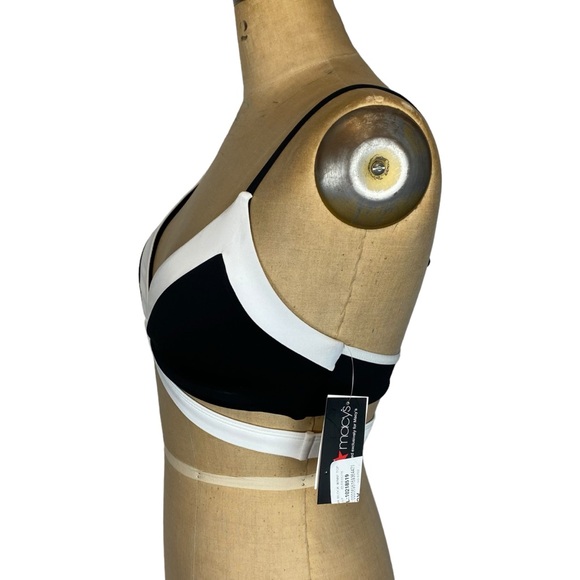 Bar III Black/White Colourblock Wrap Style Bikini Top Size M - Picture 3 of 8